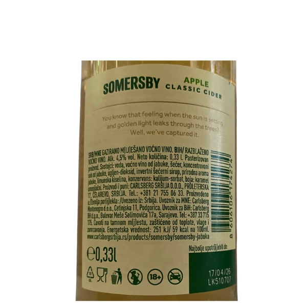 Cider Somersby Jabuka 0,33l 