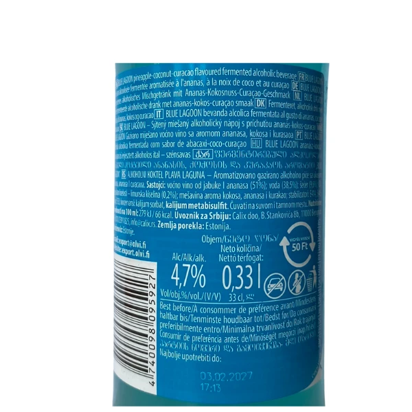 KOKTEL BLUE LAGOON flaša 0,33l