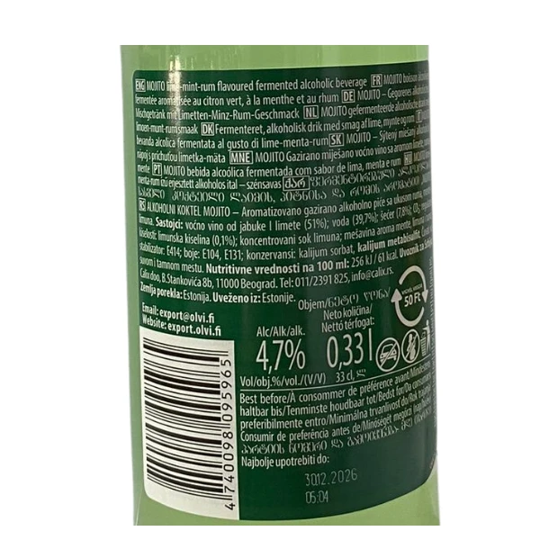 KOKTEL MOJITO flaše 0,33l