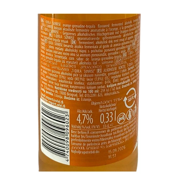 Koktel T-quila Sunrise flaša 0,33l