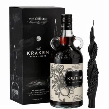 Rum Kraken Black Spiced 1 l + Poklon pakovanje Kraken sveća