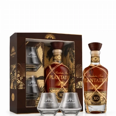 Rum Plantation Barbados XO 20th Anniversar, poklon pakovanje sa dve čaše